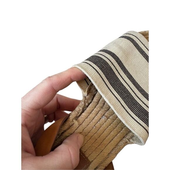 Tory Burch Womens Awning Striped Ivory Blue Espadrilles Sandals Shoes 8 - Picture 7 of 9